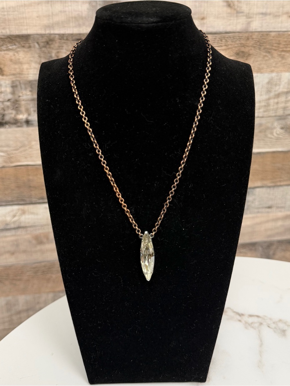 Sabina Rose Gold Rhinestone Pendant Necklace OS